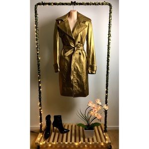 Gold leather trench coat
